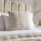 Dusklia - Charlotte Geometric Embroidered Cushion Cover - Natural