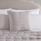 Dusklia - Charlotte Geometric Embroidered Cushion Cover - Pebble Grey
