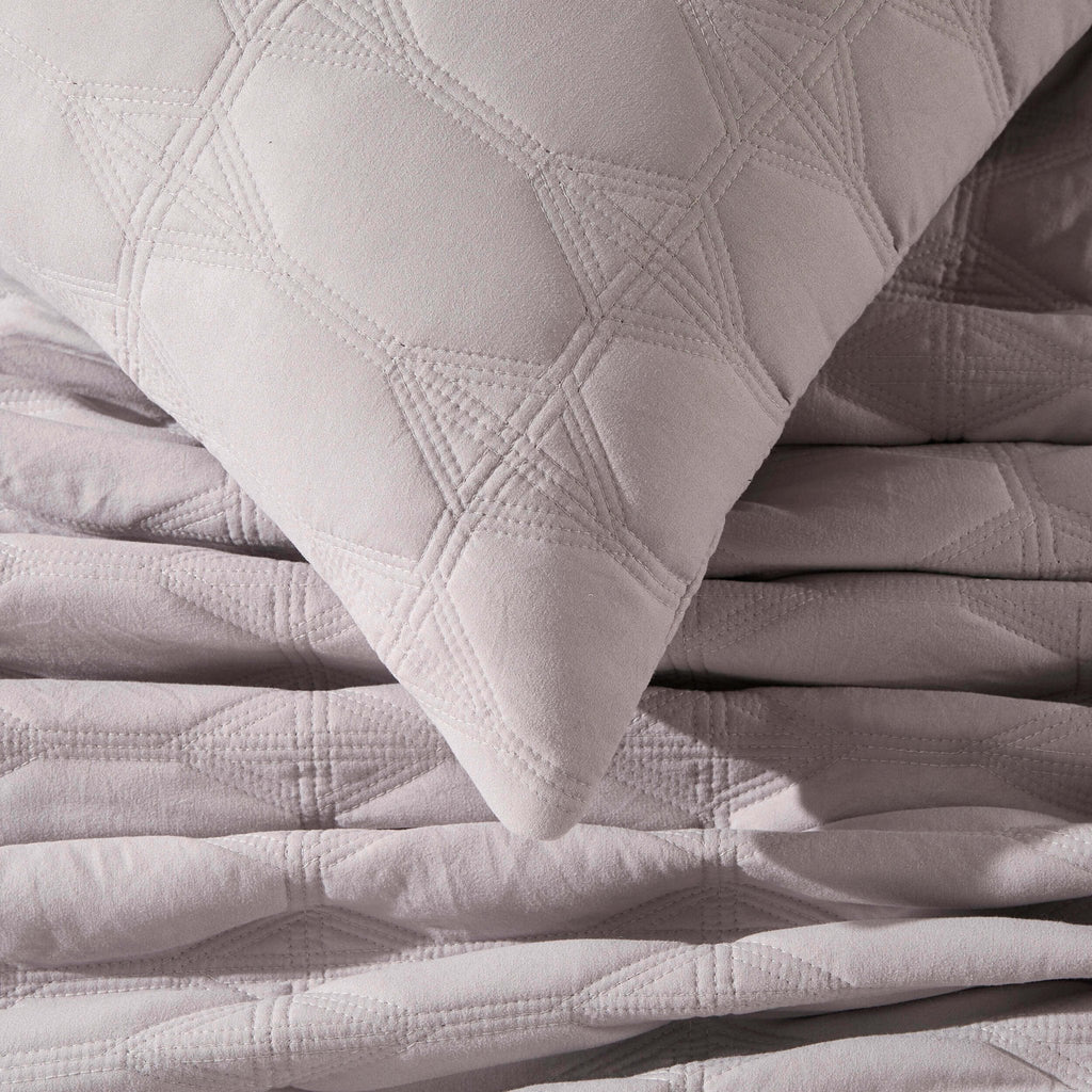 Dusklia - Charlotte Geometric Embroidered Cushion Cover - Pebble Grey