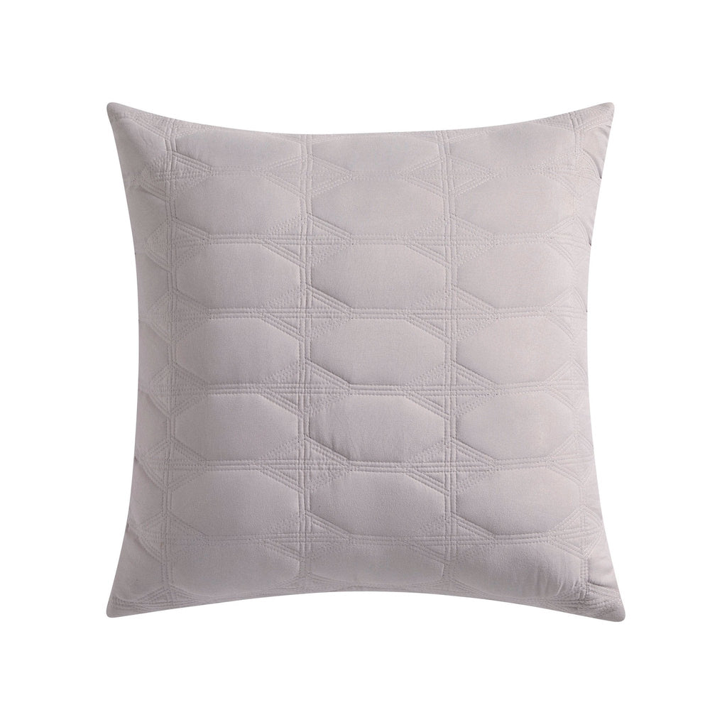 Dusklia - Charlotte Geometric Embroidered Cushion Cover - Pebble Grey