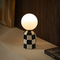 Dusklia - Checkerboard Cement Table Lamp - Black