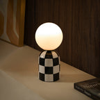 Dusklia - Checkerboard Cement Table Lamp - Black