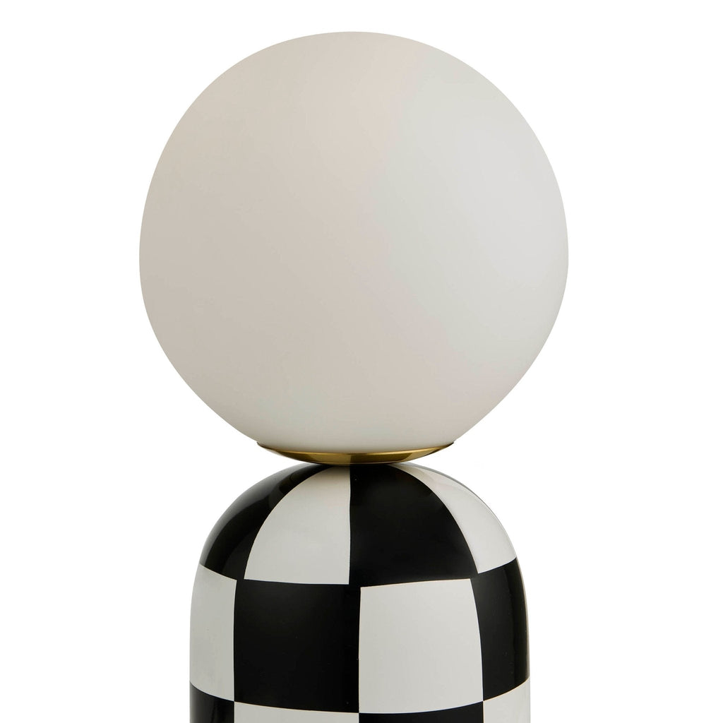 Dusklia - Checkerboard Cement Table Lamp - Black