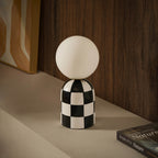 Dusklia - Checkerboard Cement Table Lamp - Black