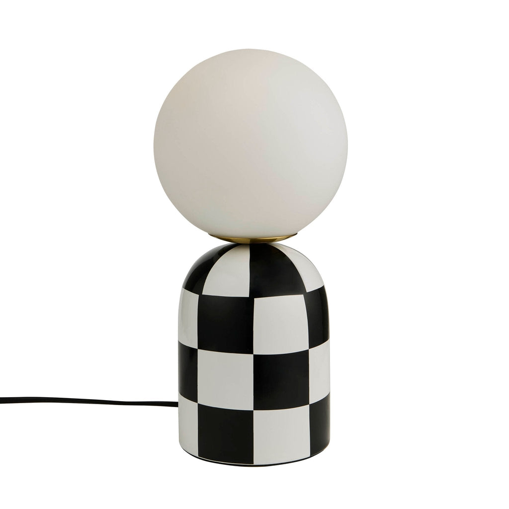 Dusklia - Checkerboard Cement Table Lamp - Black