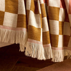 Dusklia - Checkerboard Sofa Throw - Pink/ Yellow