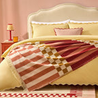 Dusklia - Checkerboard Throw - Pink/ Yellow