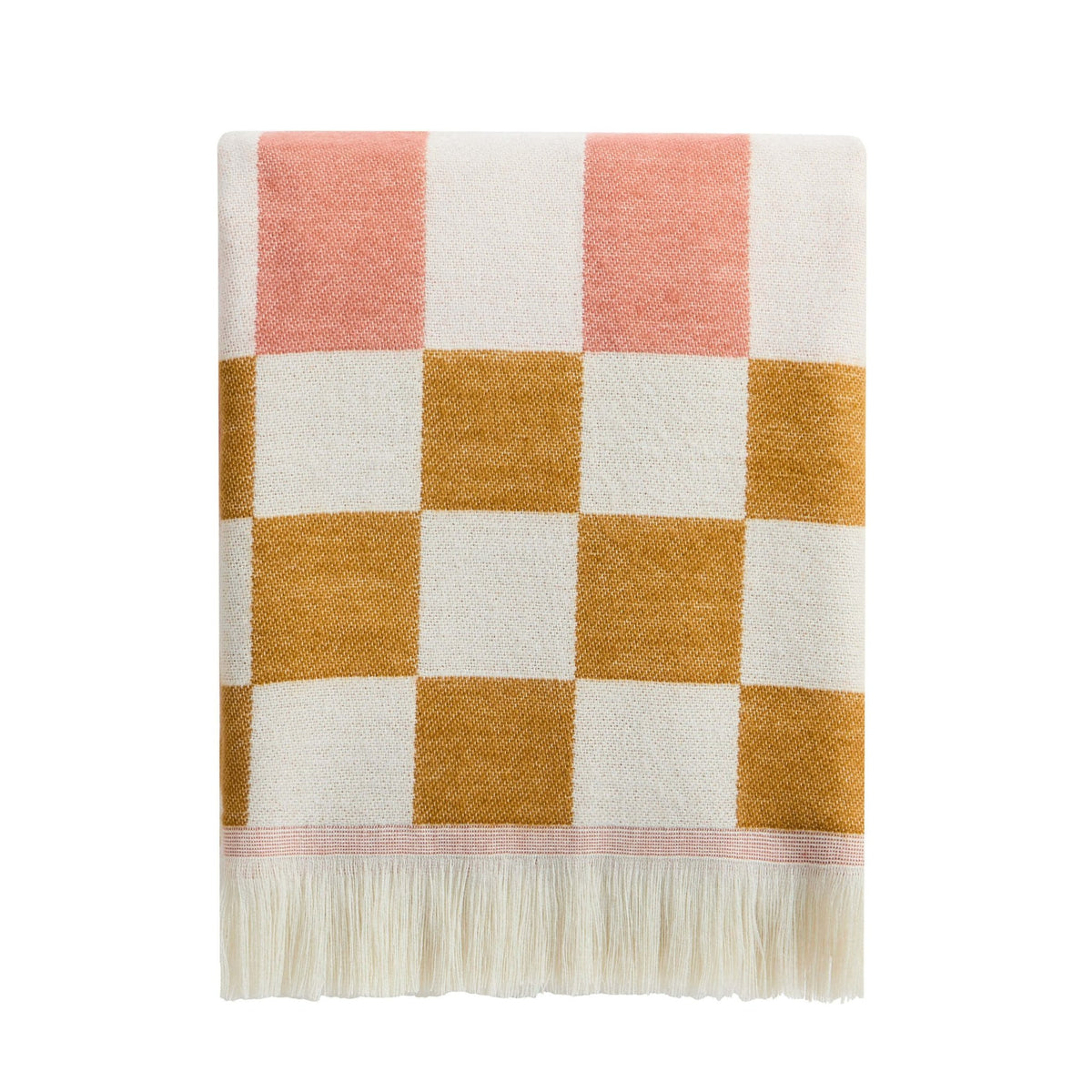 Dusklia - Checkerboard Sofa Throw - Pink/ Yellow
