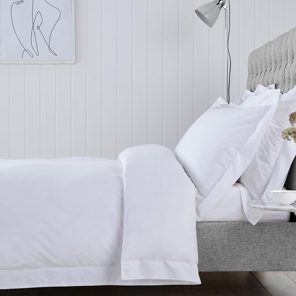 Dusklia - Chelsea 200 Thread Count Duvet Cover - Cotton - White
