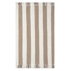 Dusklia - Chenille Stripe Tassel Herringbone Sofa Throw - Oatmeal/White
