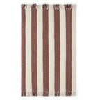 Dusklia - Chenille Stripe Tassel Herringbone Sofa Throw - Rust/Cream