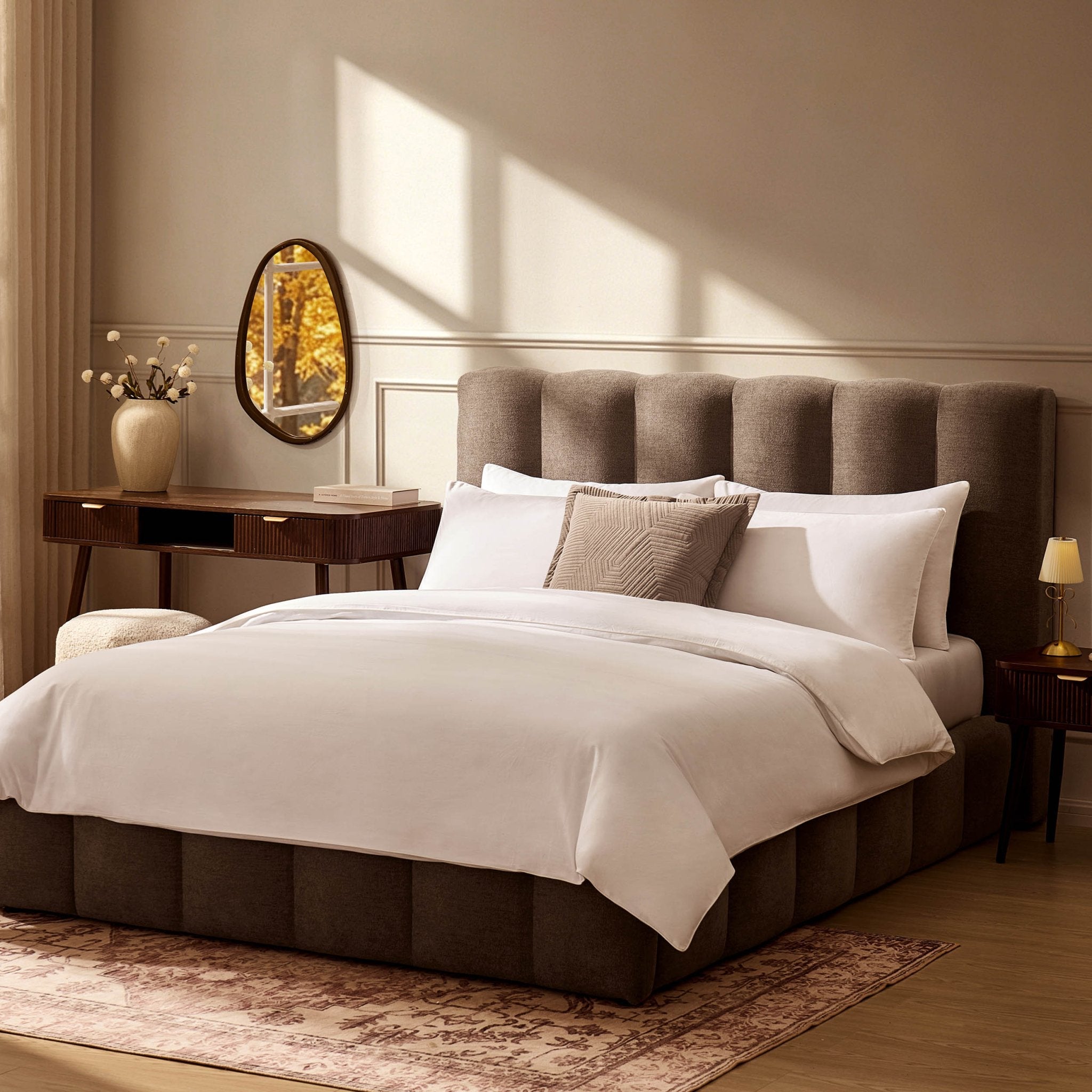 Dusklia - Cheshire Ottoman Storage Bed - Chenille Mushroom