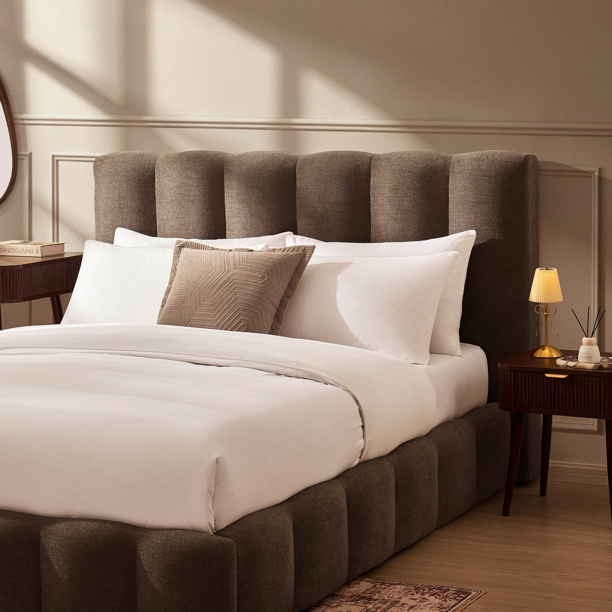 Dusklia - Cheshire Ottoman Storage Bed - Chenille Mushroom