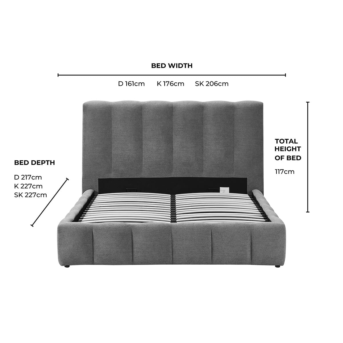 Dusklia - Cheshire Ottoman Storage Bed - Chenille Mushroom