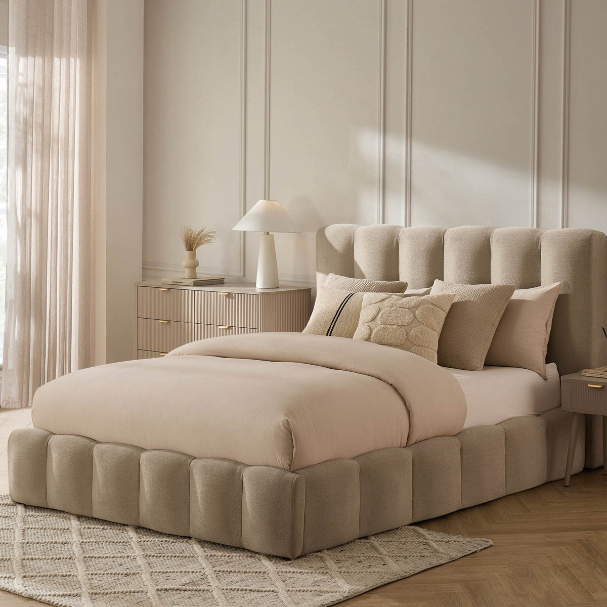 Dusklia - Cheshire Ottoman Storage Bed - Chenille Oatmeal