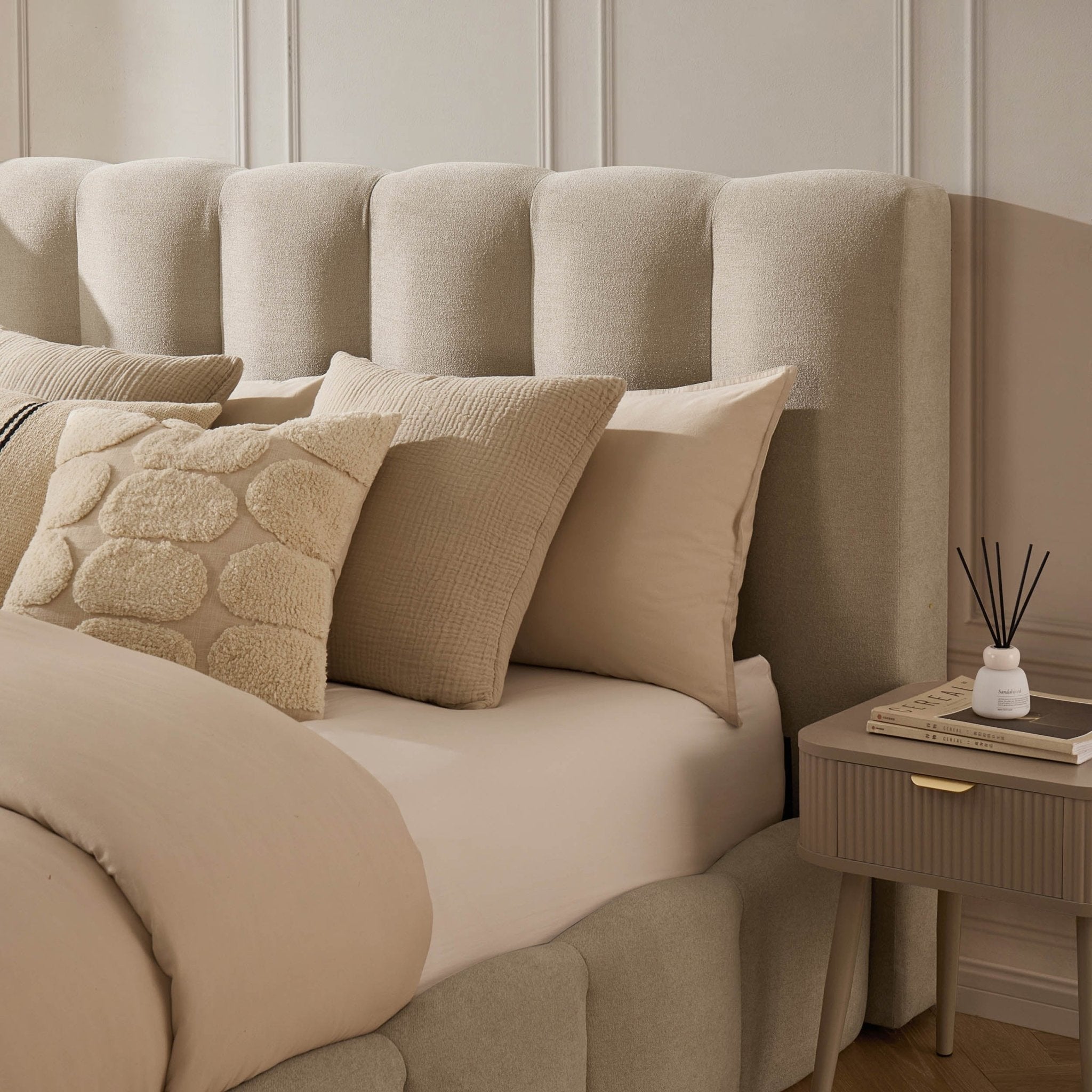 Dusklia - Cheshire Ottoman Storage Bed - Chenille Oatmeal