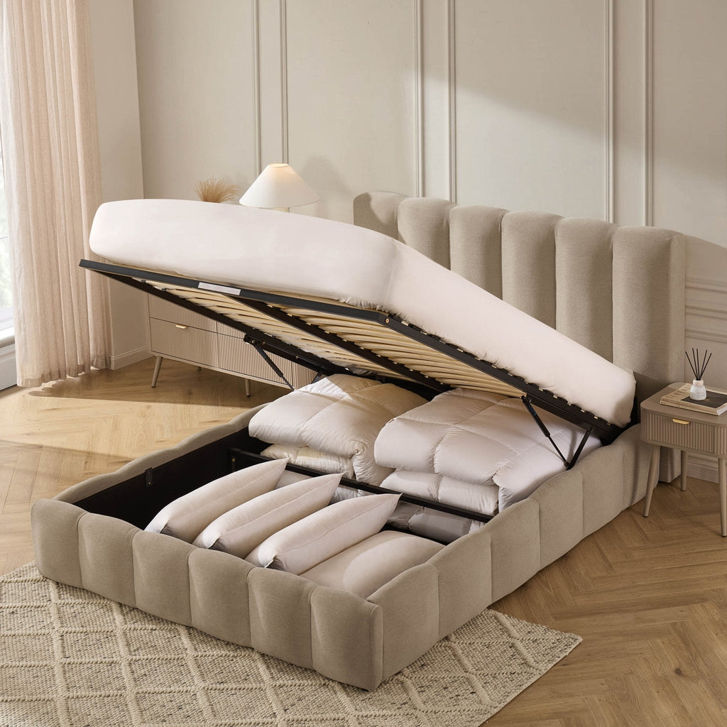 Dusklia - Cheshire Ottoman Storage Bed - Chenille Oatmeal