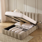 Dusklia - Cheshire Ottoman Storage Bed - Chenille Oatmeal