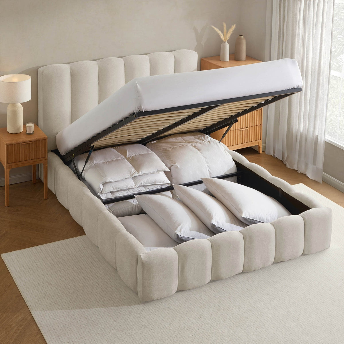 Dusklia - Cheshire Ottoman Storage Bed - Ivory