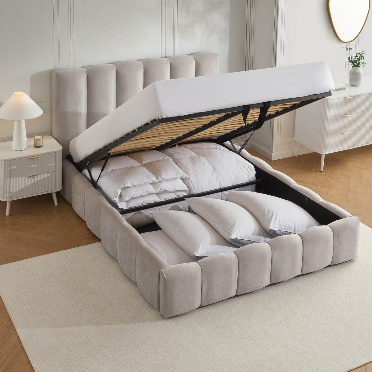 Dusklia - Cheshire Ottoman Storage Bed - Light Grey