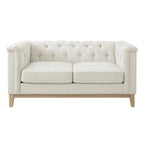 Dusklia - Chesterfield 2 Seater Sofa - Cream Linen