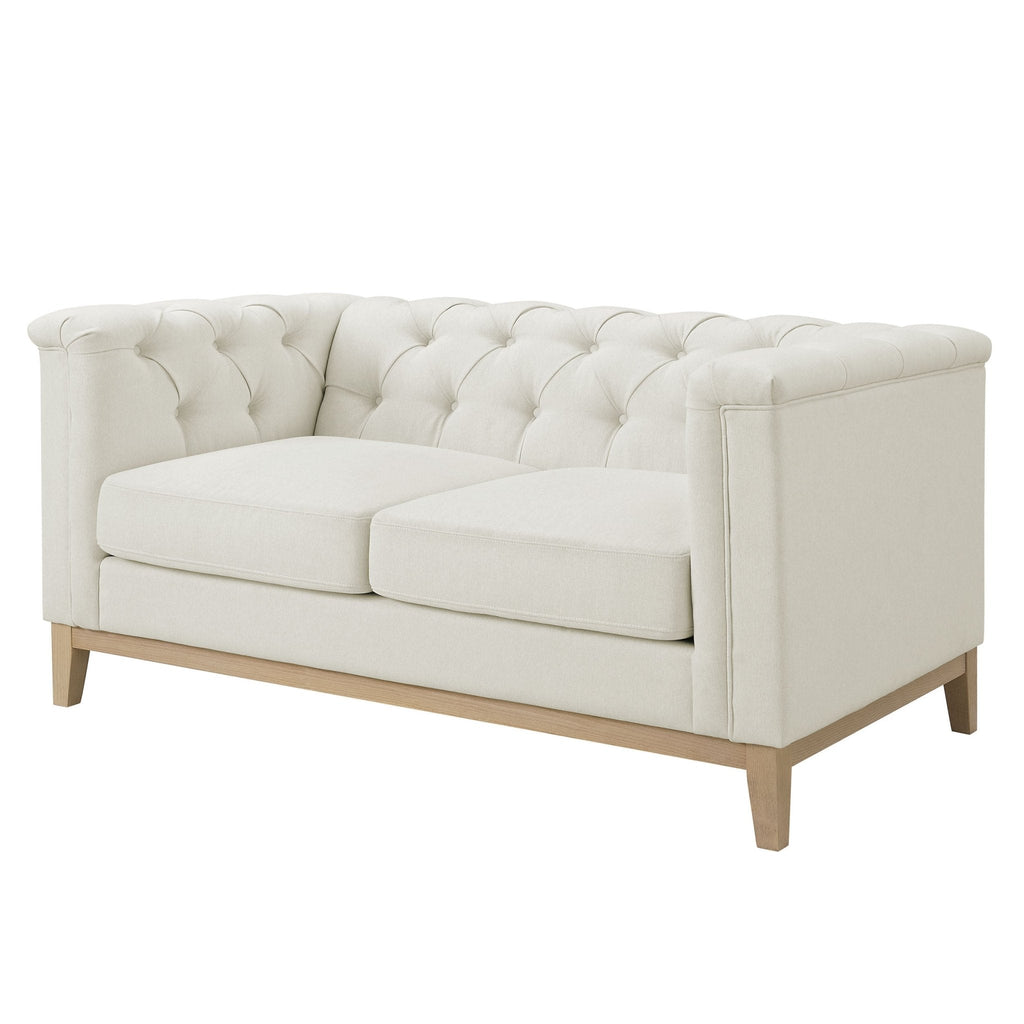 Dusklia - Chesterfield 2 Seater Sofa - Cream Linen