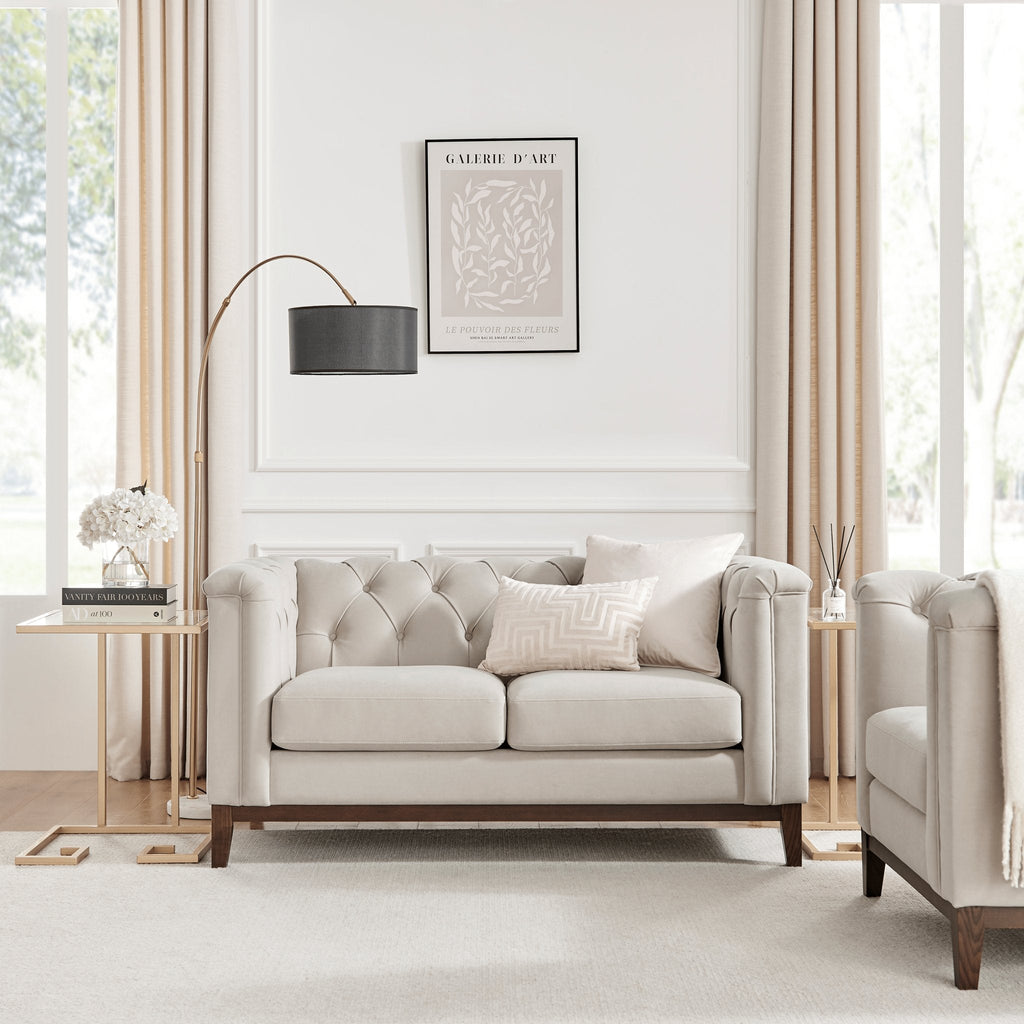 Dusklia - Chesterfield 2 Seater Sofa - Stone