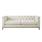 Dusklia - Chesterfield 3 Seater Sofa - Cream Linen