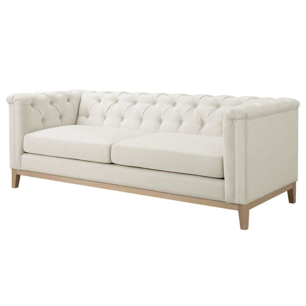 Dusklia - Chesterfield 3 Seater Sofa - Cream Linen
