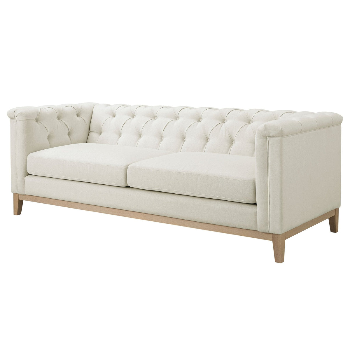 Dusklia - Chesterfield 3 Seater Sofa - Cream Linen