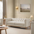Dusklia - Chesterfield 3 Seater Sofa - Cream Linen