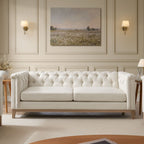 Dusklia - Chesterfield 3 Seater Sofa - Cream Linen