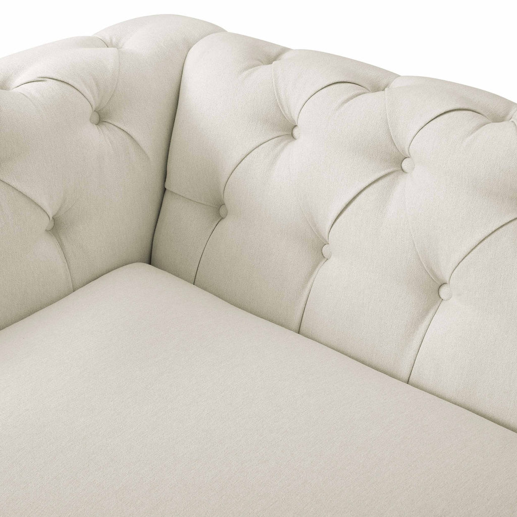 Dusklia - Chesterfield 3 Seater Sofa - Cream Linen