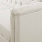 Dusklia - Chesterfield 3 Seater Sofa - Cream Linen