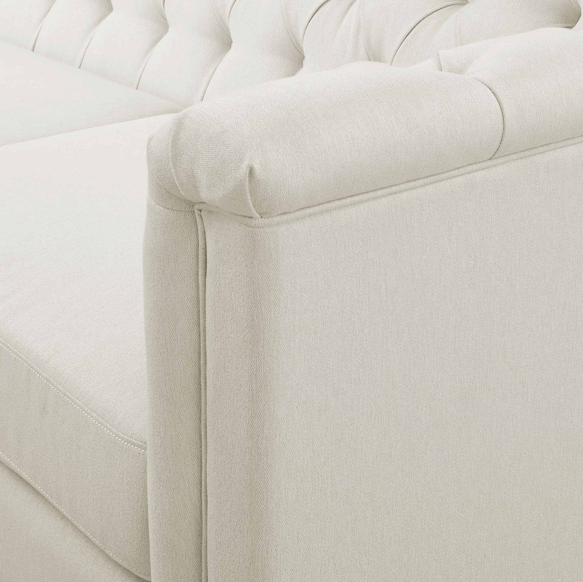 Dusklia - Chesterfield 3 Seater Sofa - Cream Linen