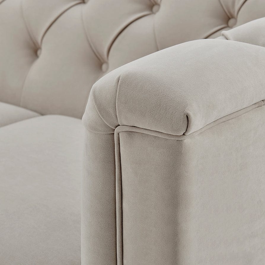 Dusklia - Chesterfield 3 Seater Sofa - Stone