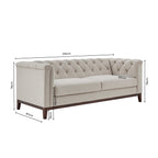 Dusklia - Chesterfield 3 Seater Sofa - Stone
