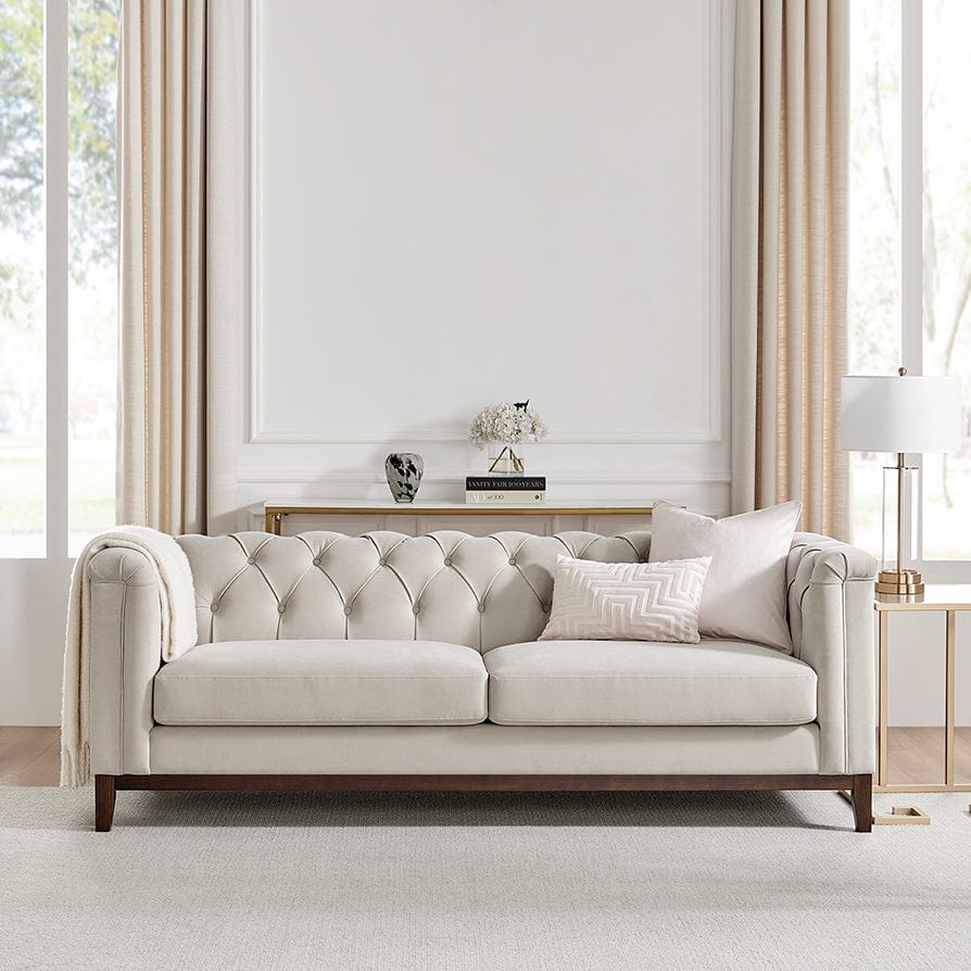 Dusklia - Chesterfield 3 Seater Sofa - Stone