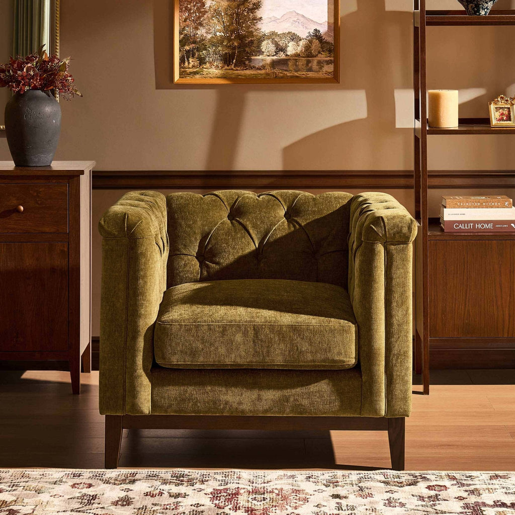 Fauteuil Chesterfield - Terre de cèdre