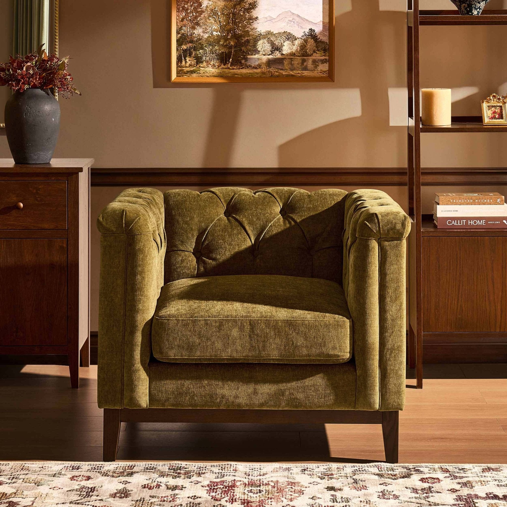 Fauteuil Chesterfield - Terre de cèdre