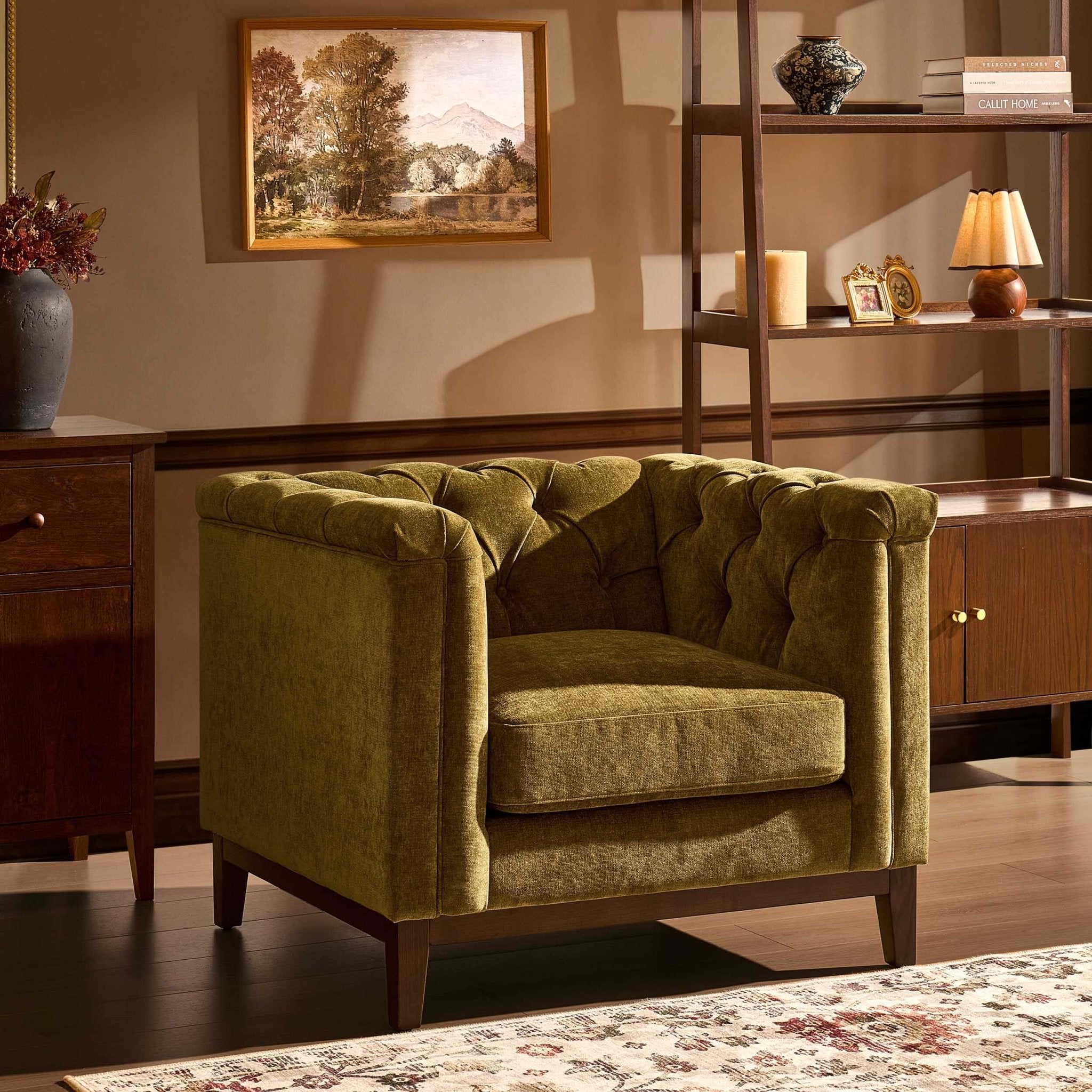 Fauteuil Chesterfield - Terre de cèdre