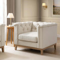 Dusklia - Chesterfield Armchair - Cream Linen