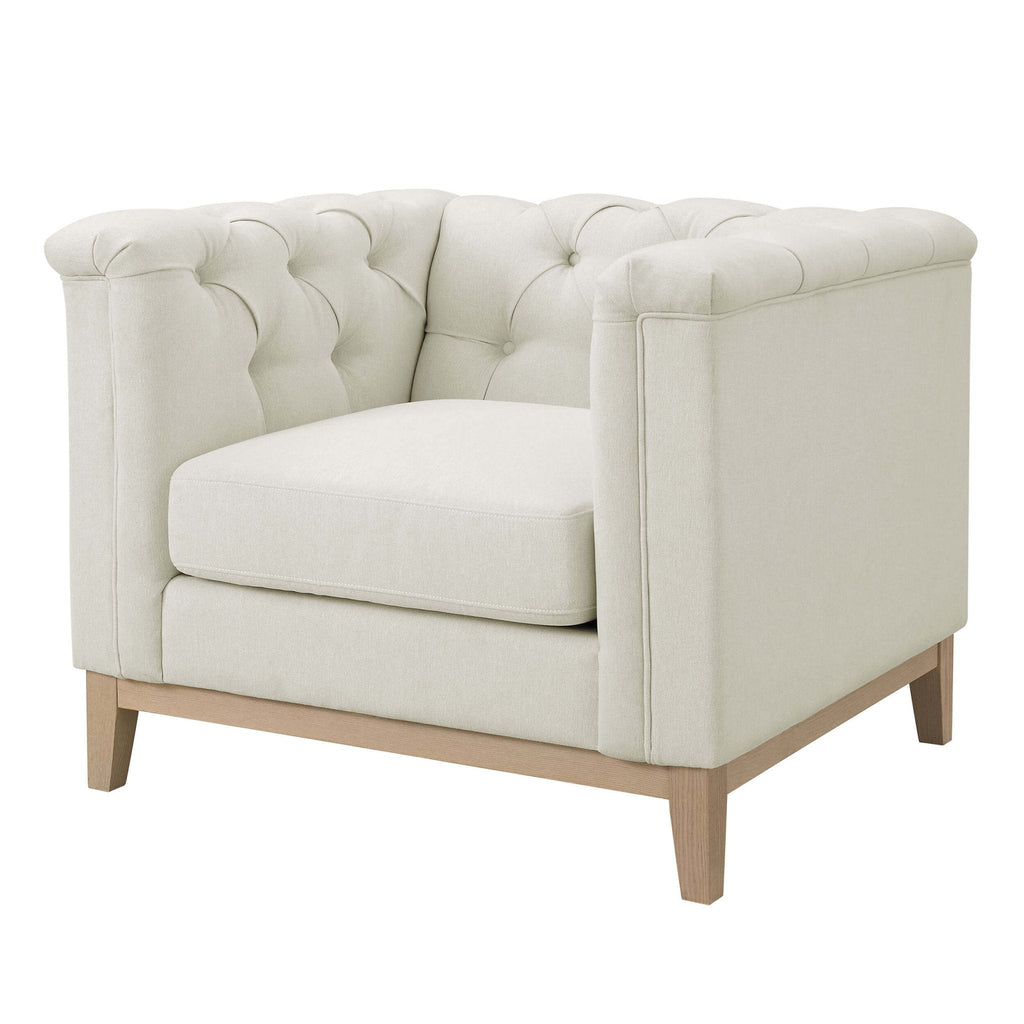 Dusklia - Chesterfield Armchair - Cream Linen