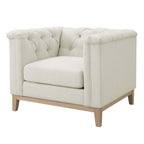 Dusklia - Chesterfield Armchair - Cream Linen