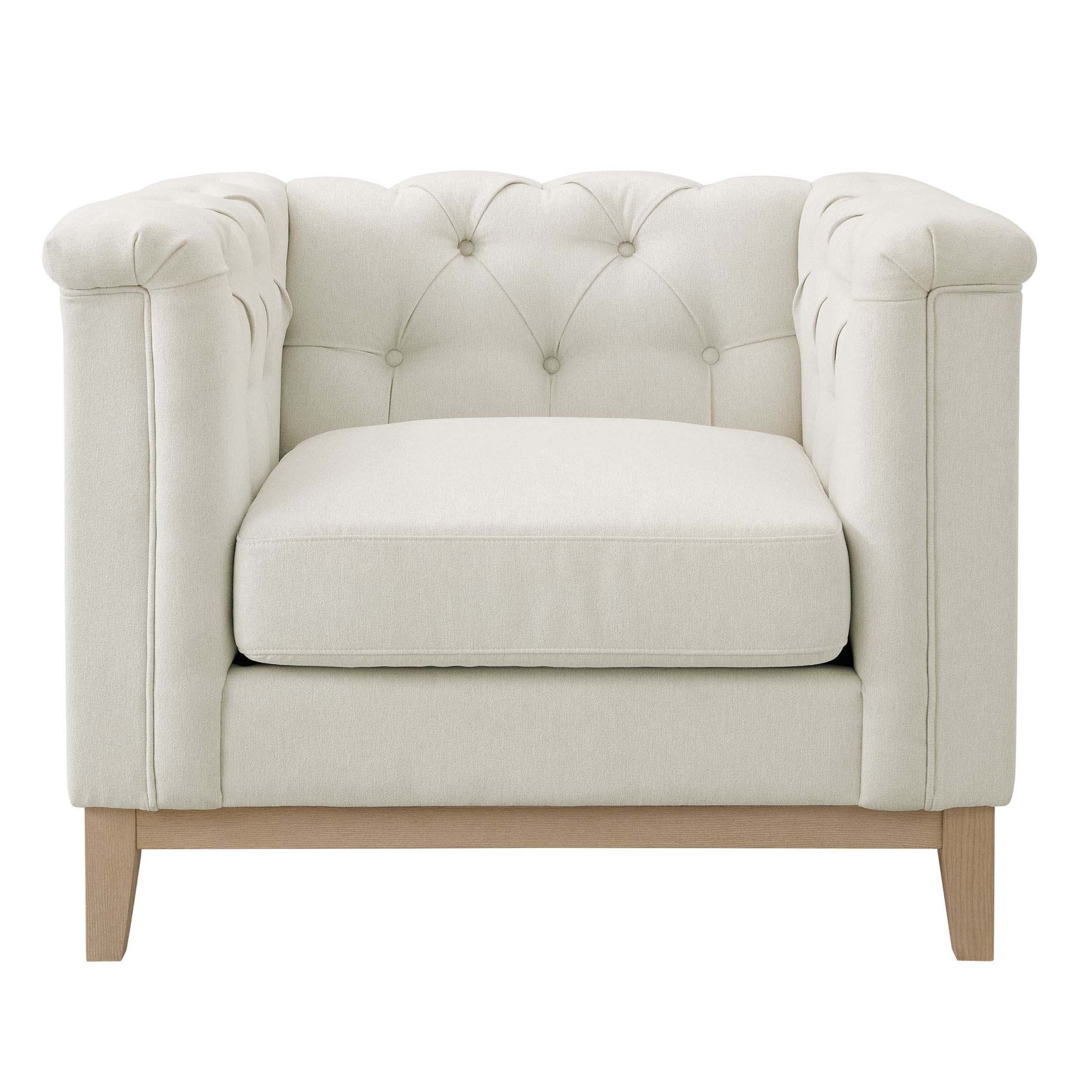 Dusklia - Chesterfield Armchair - Cream Linen