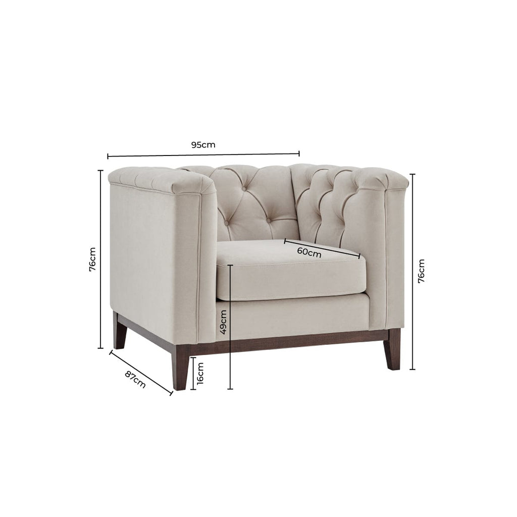 Dusklia - Chesterfield Armchair - Stone