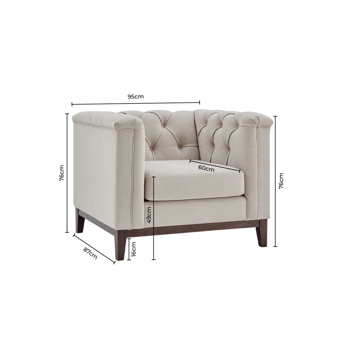 Dusklia - Chesterfield Armchair - Stone