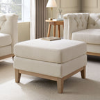 Dusklia - Chesterfield Pouffe - Cream Linen