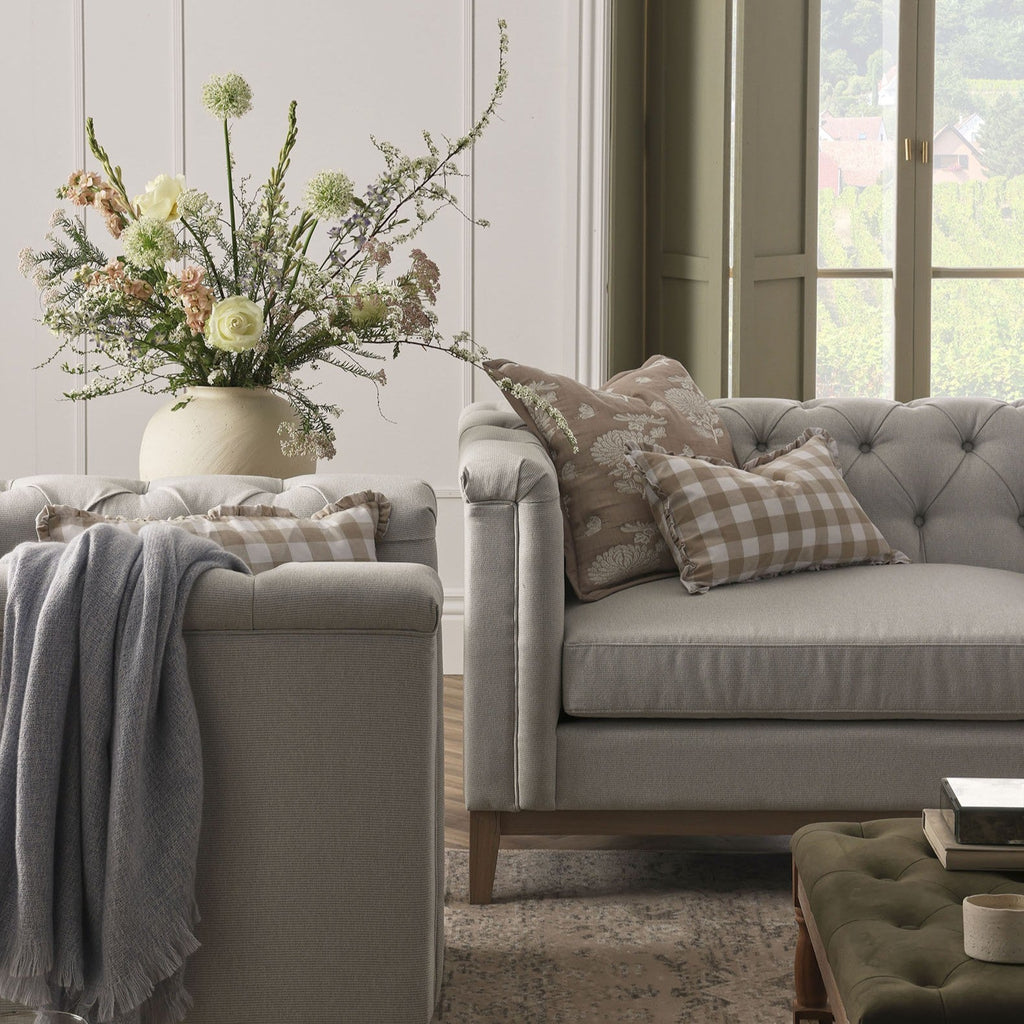 Dusklia - Chesterfield Pouffe - Natural Stripe