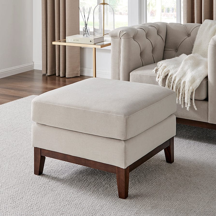Dusklia - Chesterfield Pouffe - Stone